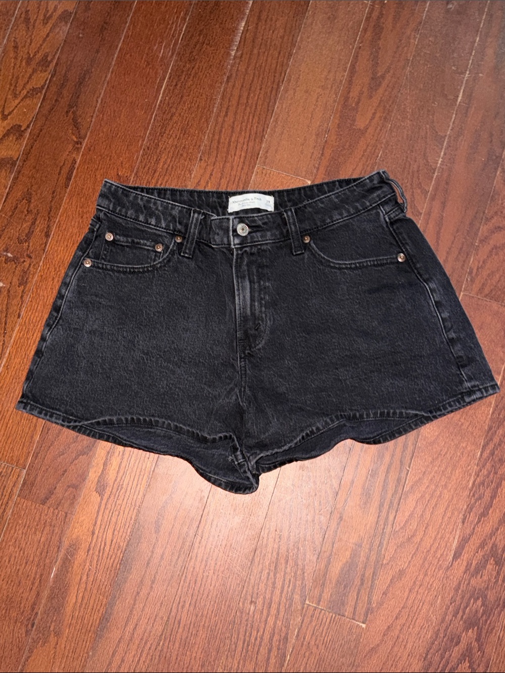 Abercrombie & Fitch Black Washed High-Rise Denim Shorts